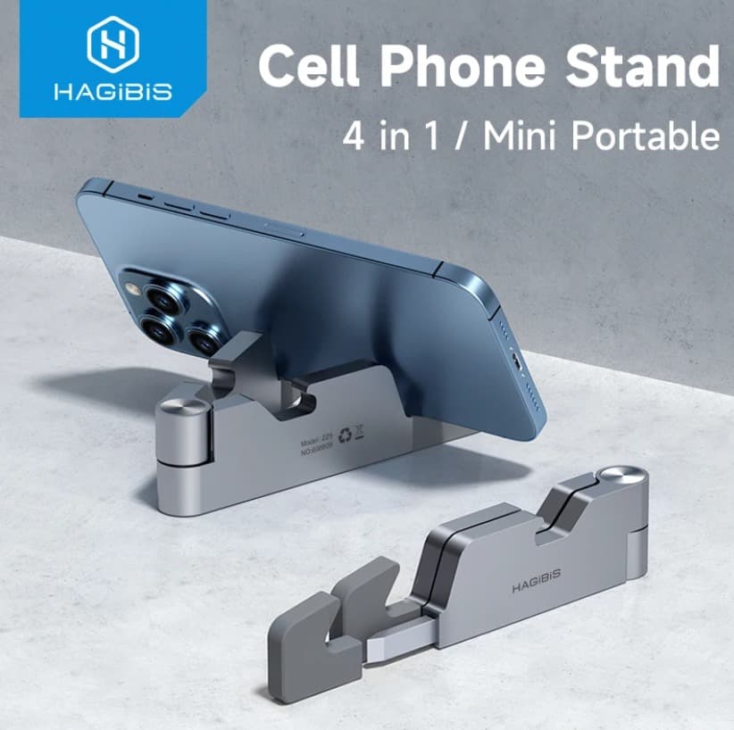 Hagibis 4 in 1 Cell Phone Stand in use on a stylish desk